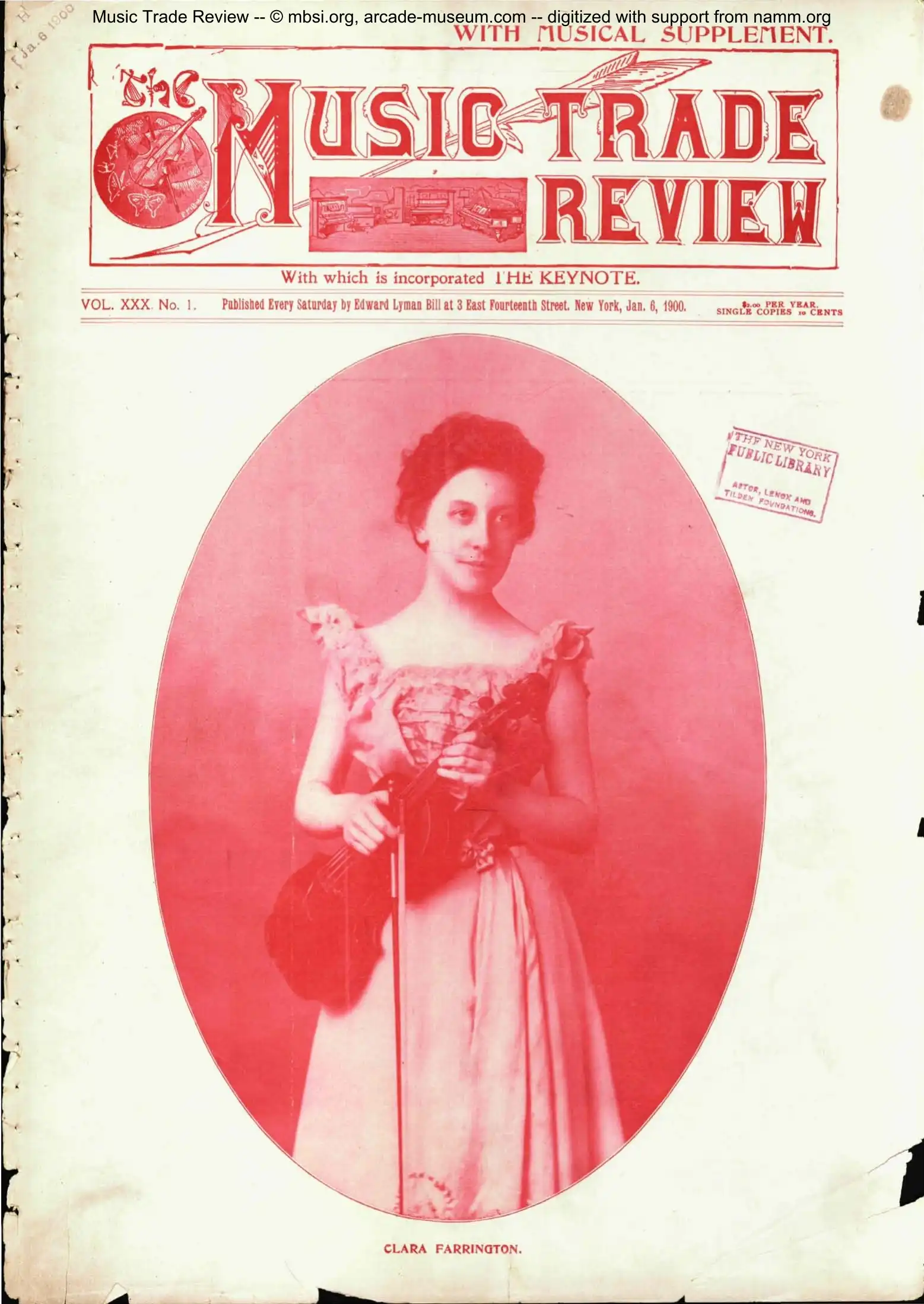 Music Trade Review cover from 1900: A new century