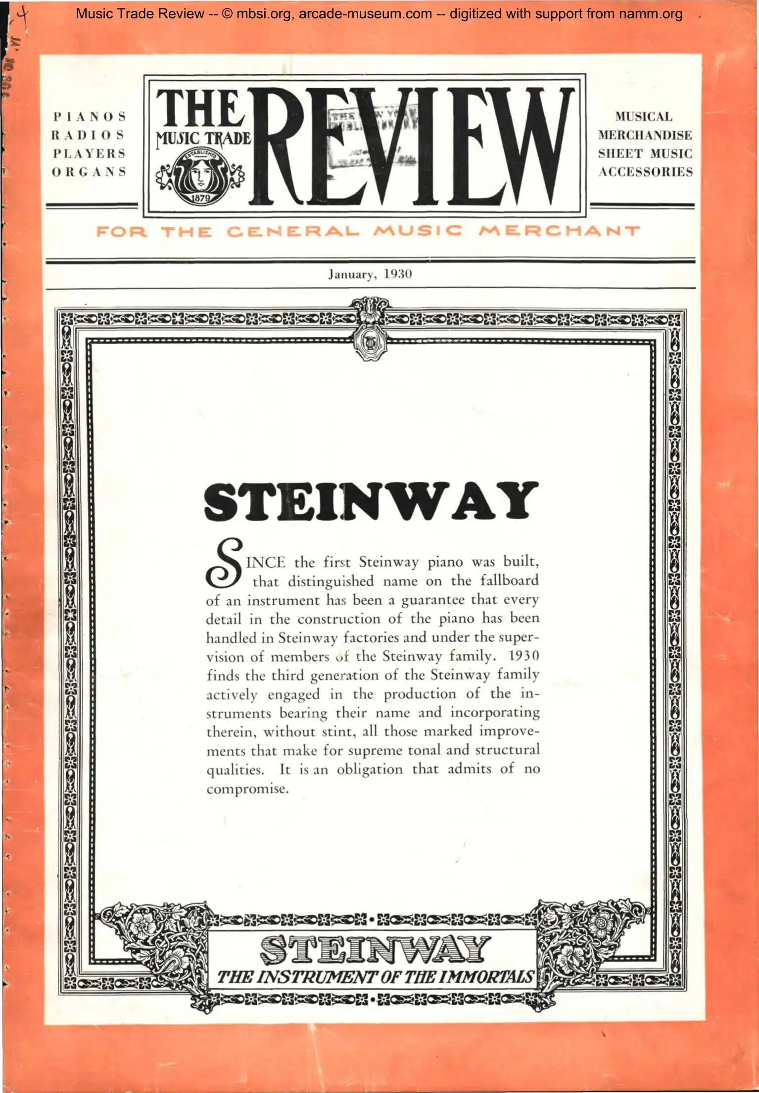Music Trade Review cover from 1930: The general music merchant