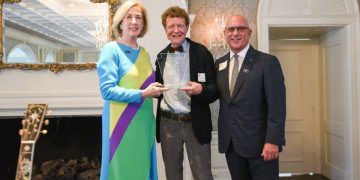 Patricia D. Wellenbach, Pennsylvania Society Council President, Chris Martin, and Mike Molewski, Pennsylvania Society Councilor