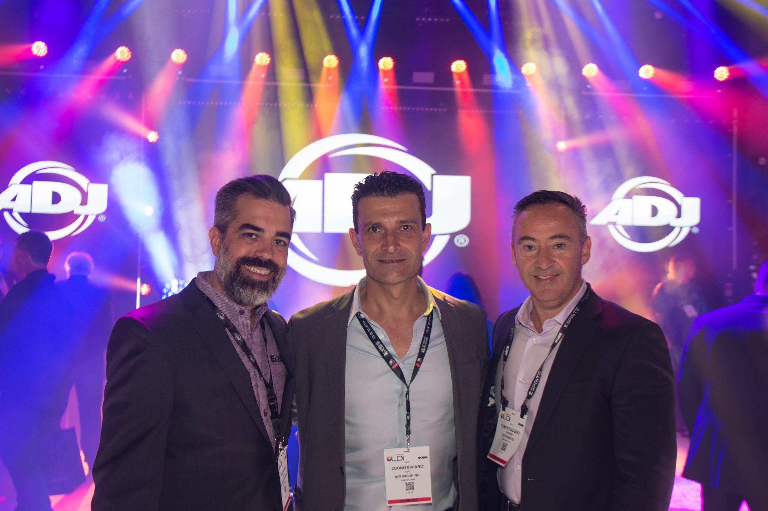 ADJ Group’s International Sales Manager, Chuck Green; ULA Group’s Managing Director, Cuono Biviano; and ADJ Group’s President, Toby Velazquez