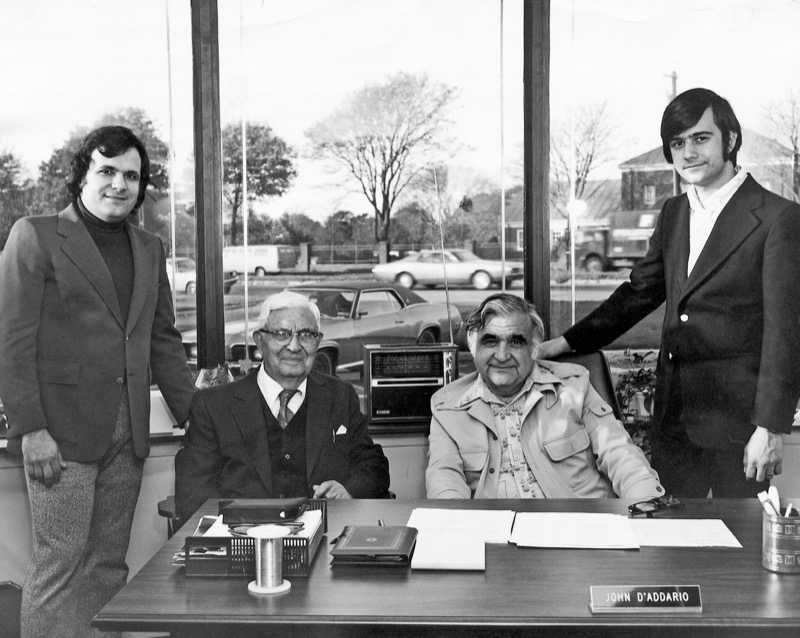 John D'Addario, Jr., Charles D'Addario, John D'Addario, Sr., and Jim D'Addario in 1975