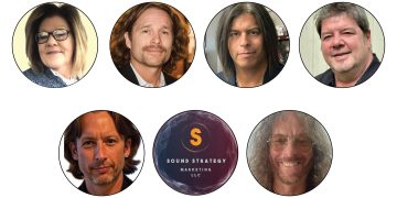 Top row, from left: Trish Moss, Rick van Heel, Phil Salazar and Heath Bathgate. Bottom row, from left: Matt Frampton, Sound Strategy Marketing, and Doug Schoenbeck. All are New Territory Sales Representatives.