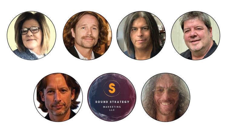 Top row, from left: Trish Moss, Rick van Heel, Phil Salazar and Heath Bathgate. Bottom row, from left: Matt Frampton, Sound Strategy Marketing, and Doug Schoenbeck. All are New Territory Sales Representatives.