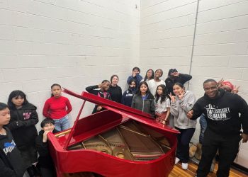 Students at Margaret Allen Middle School in Nashville, TN receive a piano from Gibson Gives