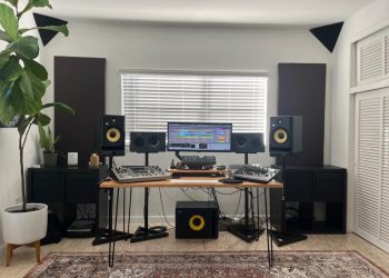 Christian “Tian” Jimenez’s studio with his KRK ROKIT 8 G4 Studio Monitors and S10.4 Studio Subwoofer