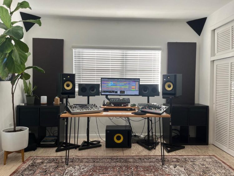 Christian “Tian” Jimenez’s studio with his KRK ROKIT 8 G4 Studio Monitors and S10.4 Studio Subwoofer