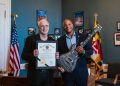 Paul Reed Smith and Governor Wes Moore: photo credit Stephanie Lemus/PRS Guitars