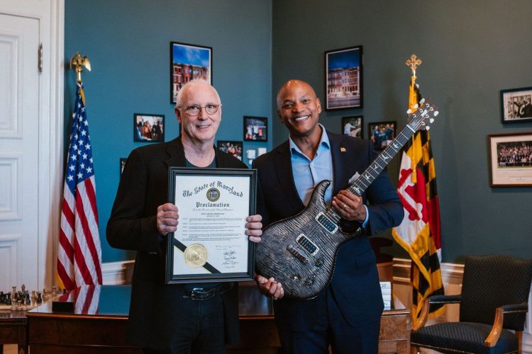 Paul Reed Smith and Governor Wes Moore: photo credit Stephanie Lemus/PRS Guitars