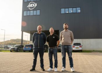 Damien de Saugy, Junior Product Manager – DJ & Lighting; Jerome Baudouin, ADJ Sales Manager; Stéphane Piquerez, Sacom AG Business Unit Manager – DJ & Lighting