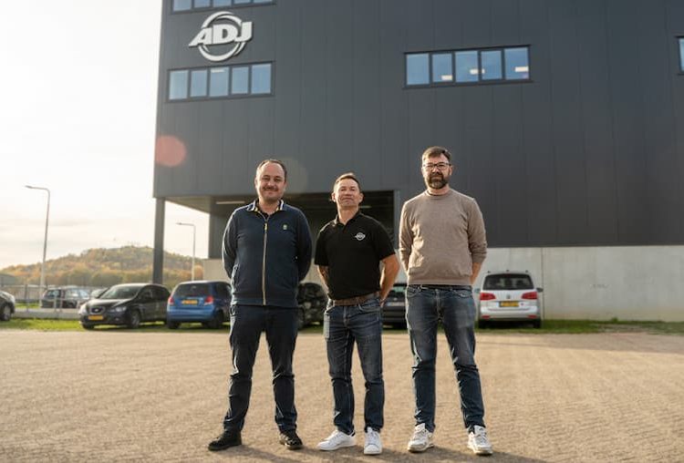 Damien de Saugy, Junior Product Manager – DJ & Lighting; Jerome Baudouin, ADJ Sales Manager; Stéphane Piquerez, Sacom AG Business Unit Manager – DJ & Lighting