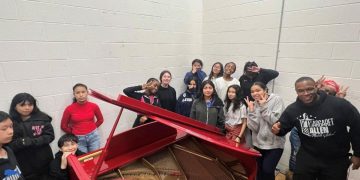 Students at Margaret Allen Middle School in Nashville, TN receive a piano from Gibson Gives