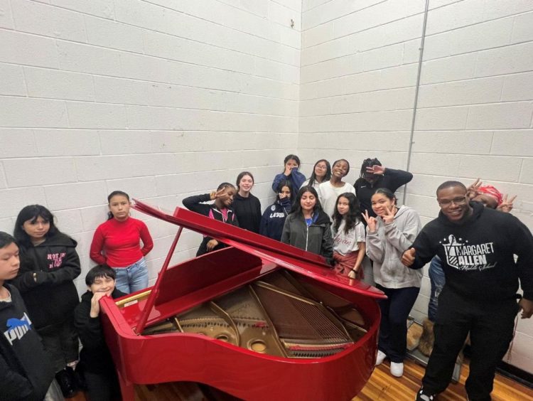 Students at Margaret Allen Middle School in Nashville, TN receive a piano from Gibson Gives