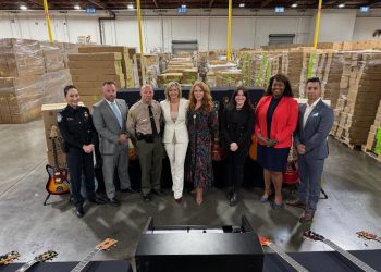 Cheryl Davies (CBP Director of Field Operations in Los Angeles), John Pasciucco (Los Angeles Deputy Special Agent in Charge, HSI), William J. Kitchin ll (Lieutenant Los Angeles County Sheriff’s Department, LASD), Andrea Bates (Partner, Bates and Bates), Beth Heidt (Chief Marketing Officer, Gibson), Raeann Vinton (Cultural Influence at Gibson), Africa R. Bell (Port Director LA/Long Beach Seaport, CBP), and Angel Villagrana (CBP Customs Trade Officer