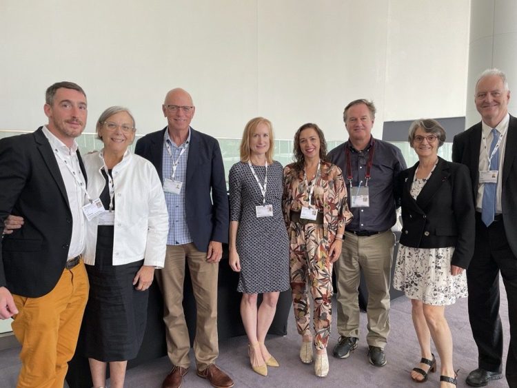 Michael Jousserand, Buffet Crampon and CAFIM; Mary Luehrsen, NAMM; Bob Taylor, Taylor Guitars; Heather Noonan, League of American Orchestras; Luisa Fiona Wilshire, Madinter Trade; Scott Paul, Taylor Guitars; Fanny Reyre-Menard, CSFI; and John Bennett, International Association of Violin and Bow Makers