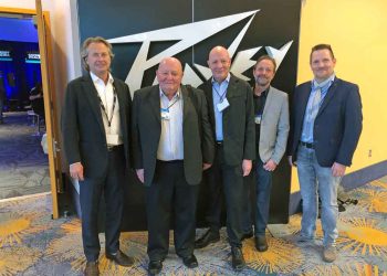 Courtland Gray (COO,Peavey), Benny Englund (CEO, EM Nordic), Stefan Englund (President, EM Nordic), and Christoph Sesseck (Sales Manager EMEA, Peavey)