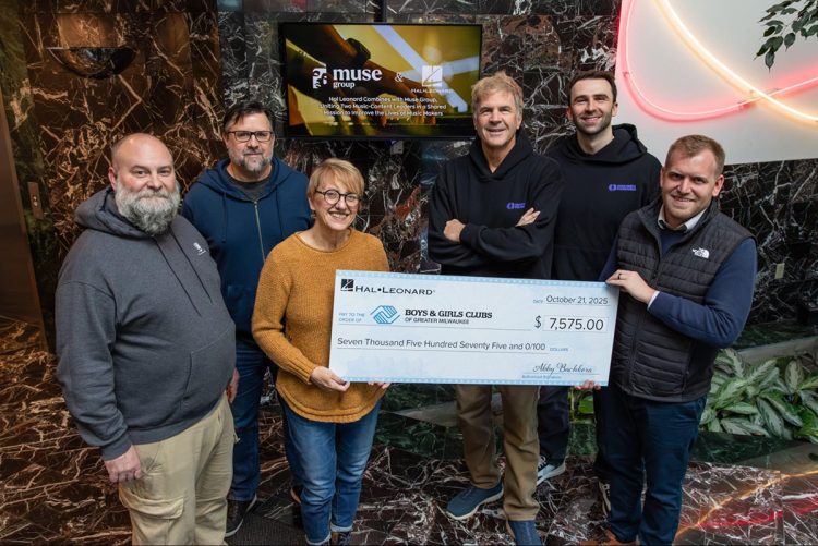 Derek Byrne, HL office manager; Chad Johnson, HL employee & teacher at B&G Club; Trish Dulka, HL VP Marketing comms; Brad Smith & Lewis Smith, Chad Smith Foundation; and Mark Knapp, assistant VP of Development at the Boys & Girls Clubs of Greater Milwaukee